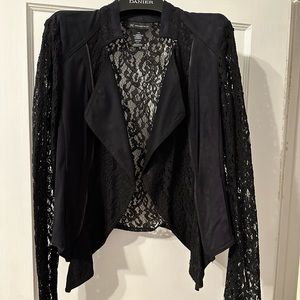INC, Black, Lace, and synthetic suede, Moto style blazer, jacket.